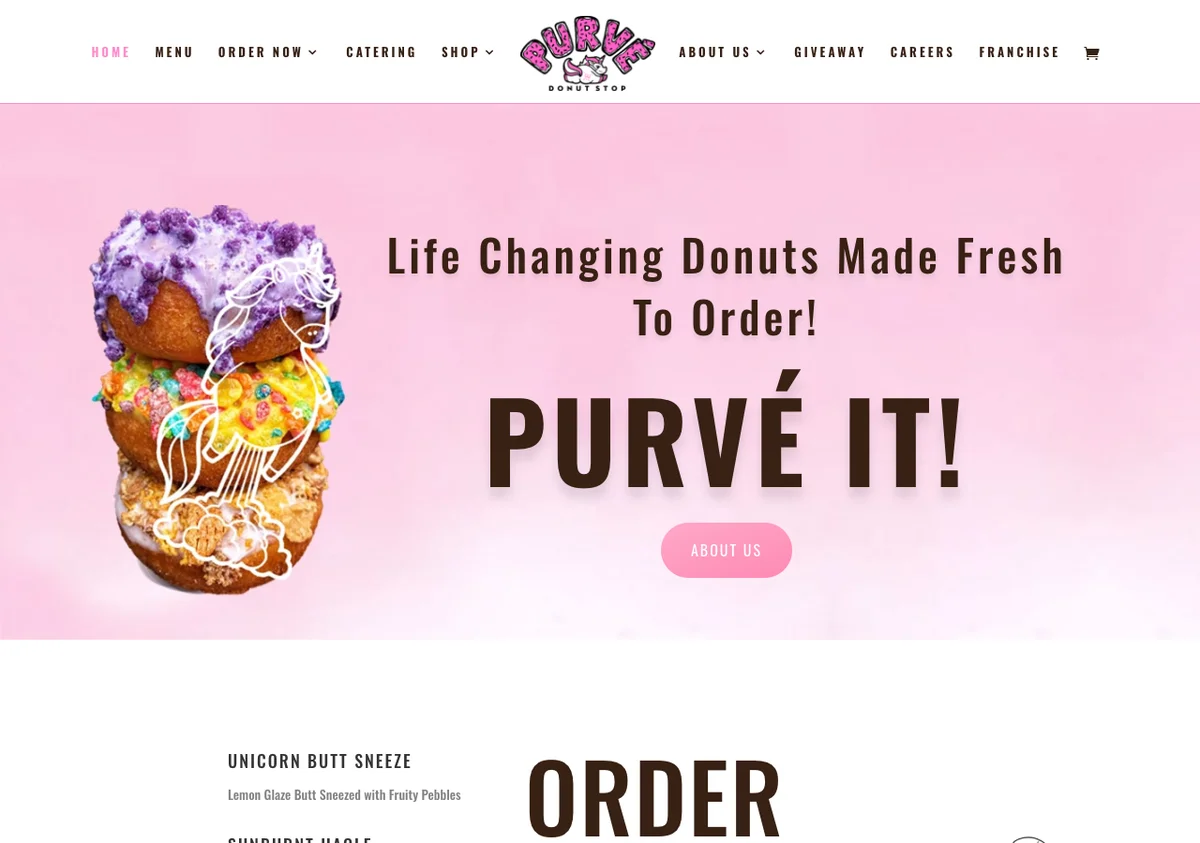 Purve Donuts Hawaiian donut shop website built by Web Builder Pro