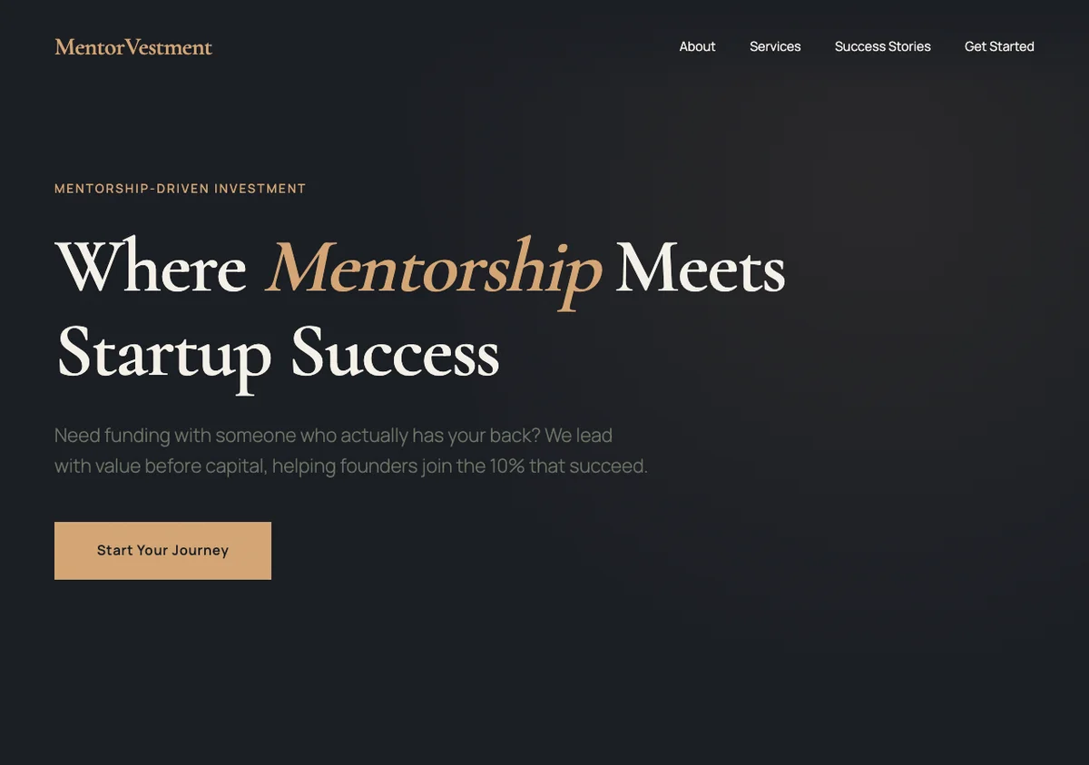 MentorVestment investment and mentorship firm website built by Web Builder Pro