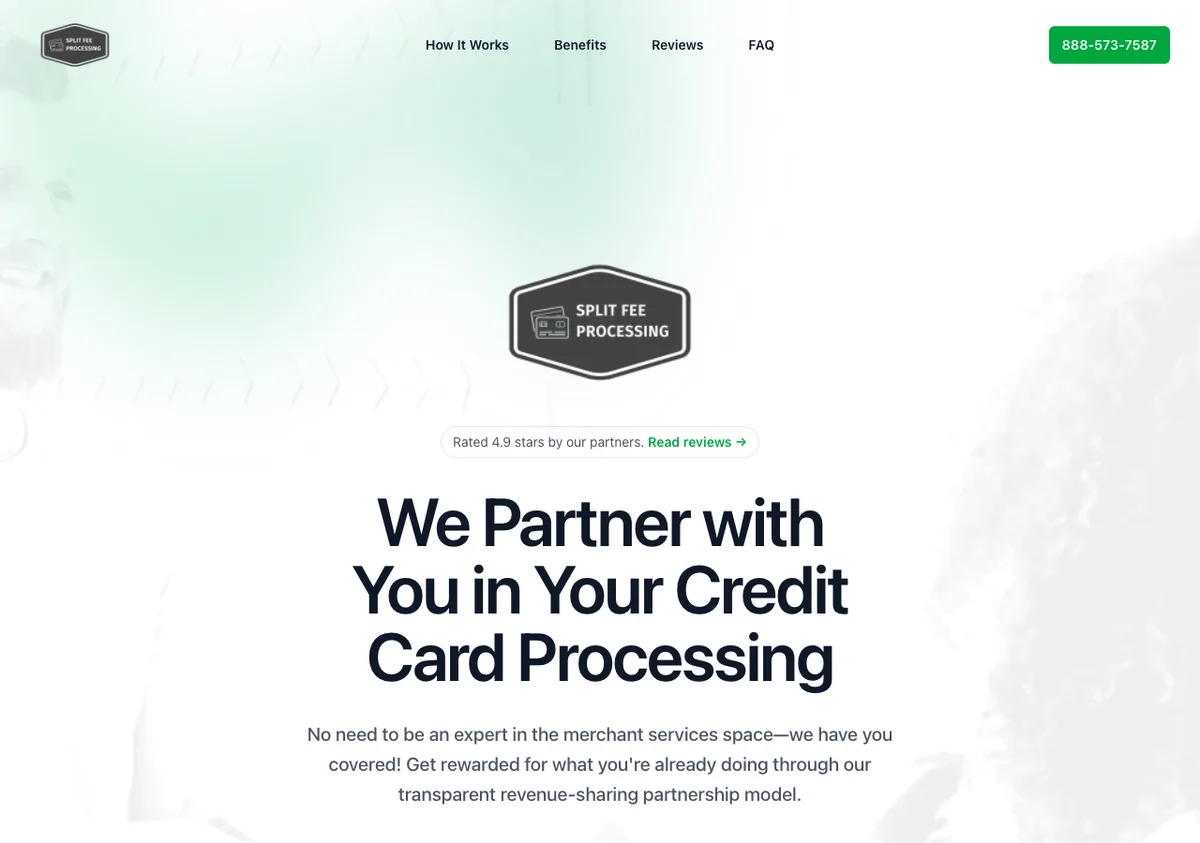 Split Fee Processing merchant services website built by Web Builder Pro